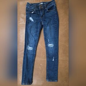 SO Girls Distressed Dark Blue Skinny Jeans